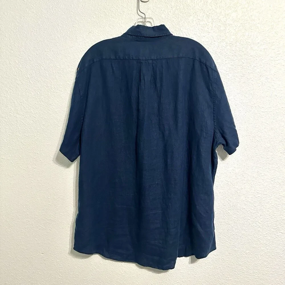 J Crew Baird McNutt Shirt Mens XL Blue Irish Linen Button Down Classic Woven
